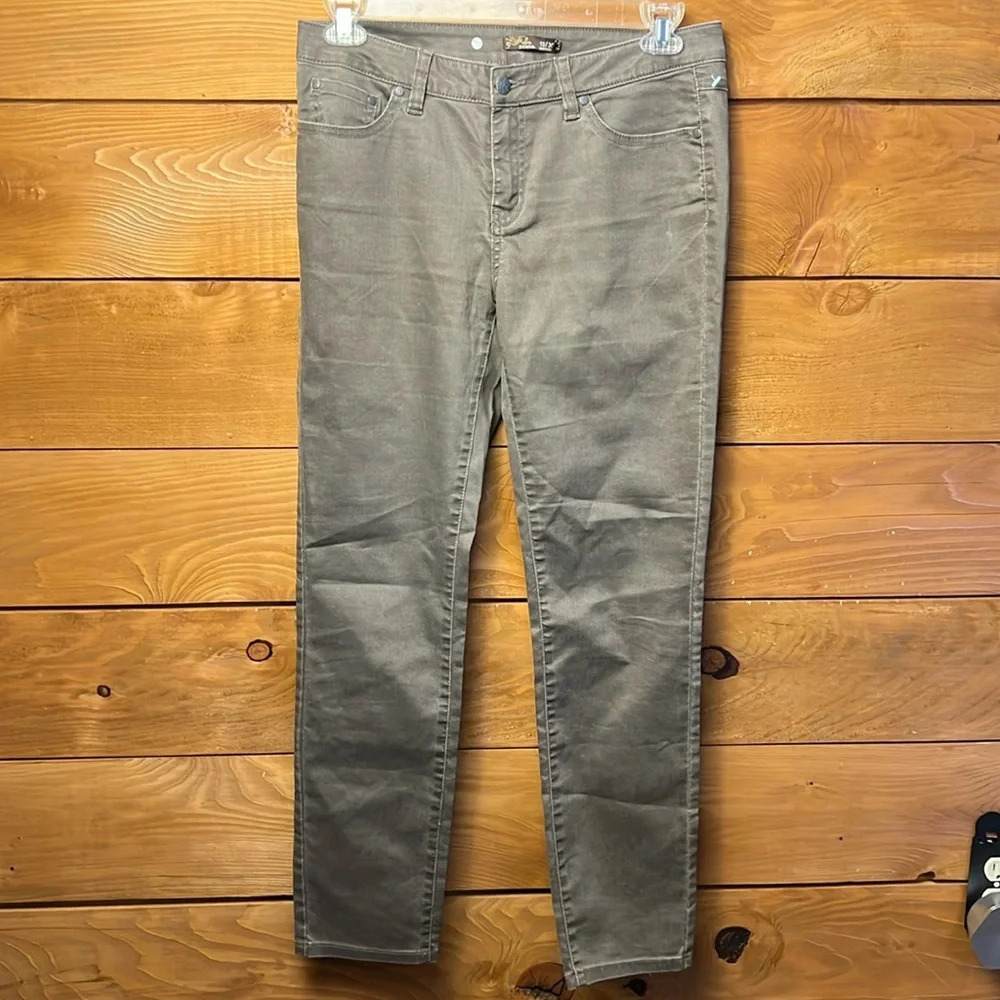 PrAna Women’s Army Green Denim jeans Pants 10/30 short inseam casual streetwear